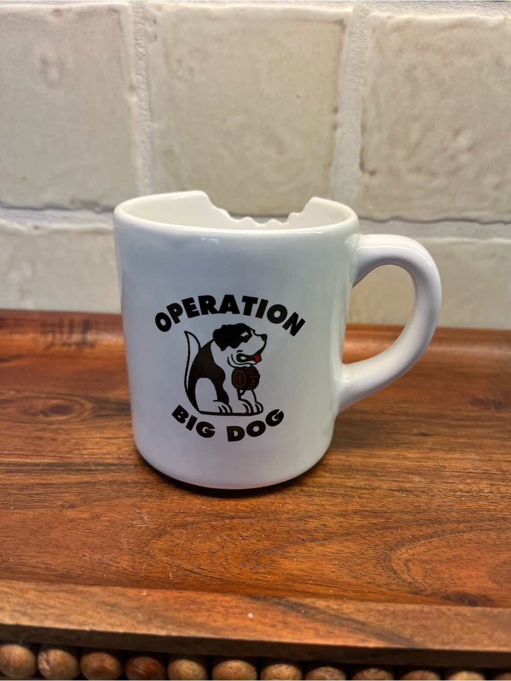 90s Operation Big Dog White Ceramic Dog Mug